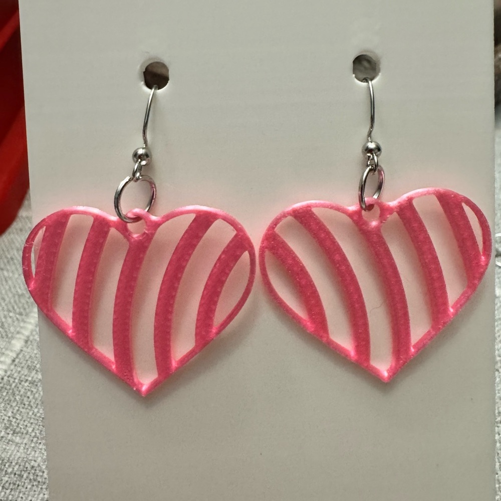 Pink Heart Drop Earrings